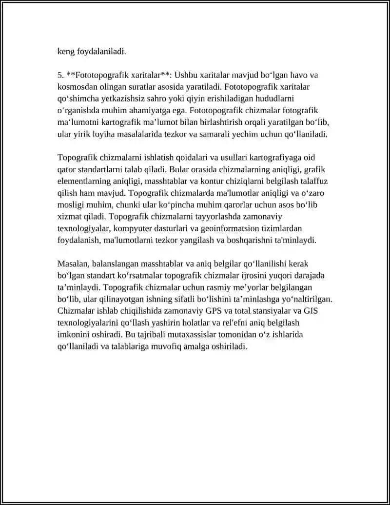 TOPOGRAFIK CHIZISH USULLARI: TOPOGRAFIK CHIZISH QOIDALARI VA ULARNI ISHLATISH 4