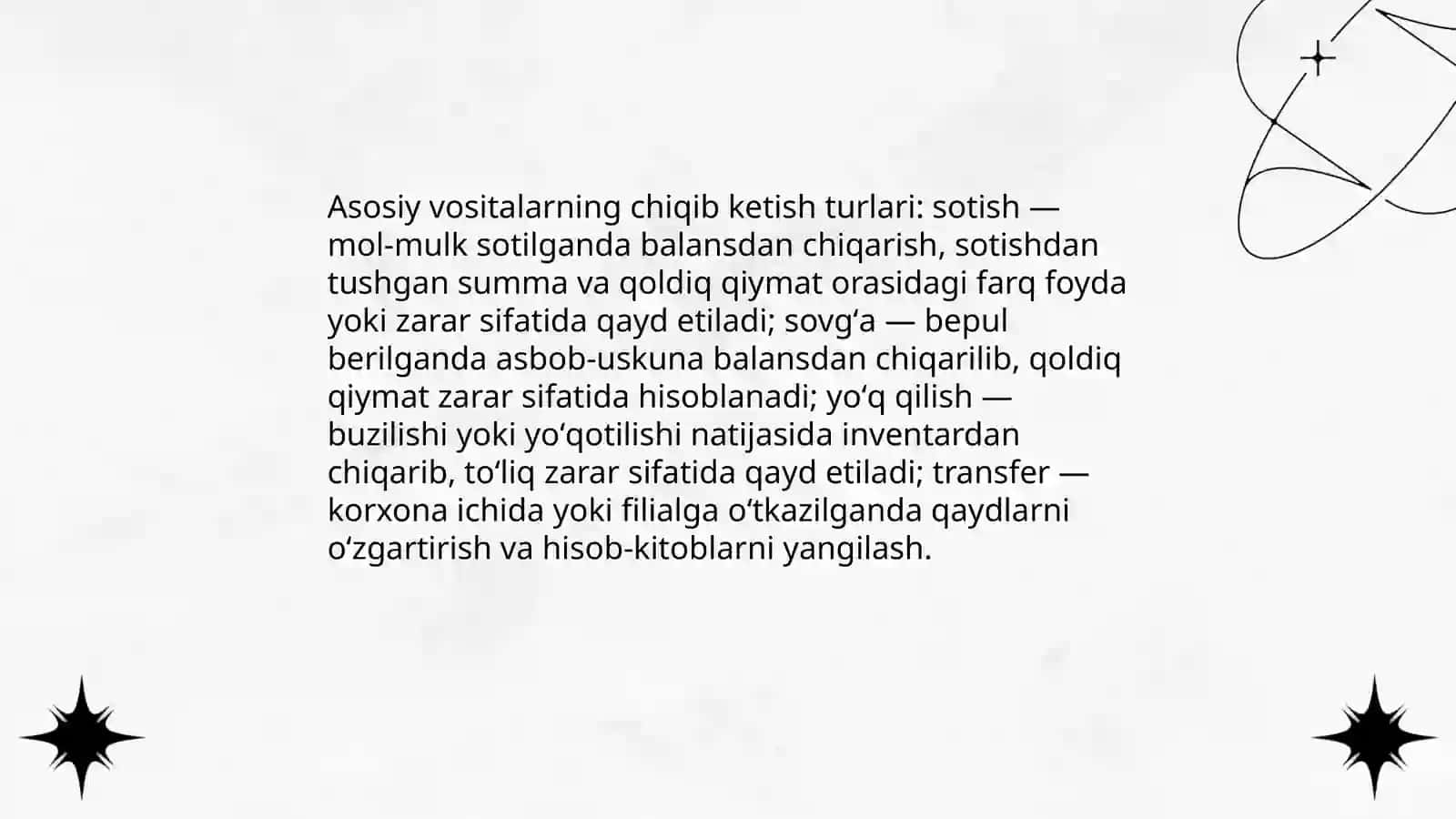 Asosiy vositalarning chiqib ketishi hisobi 4
