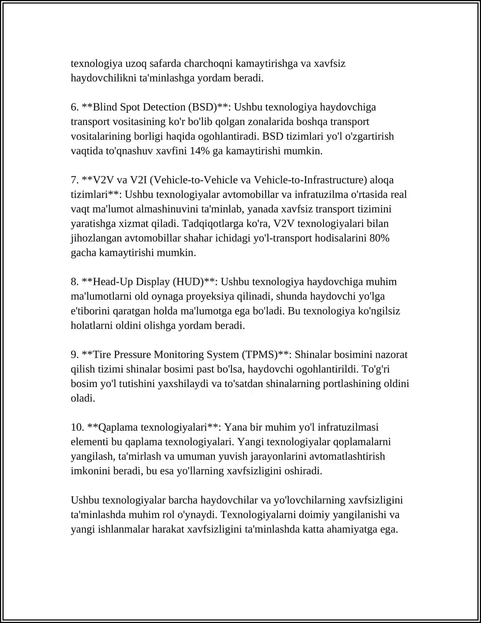 Harakat xavfsizligi texnologiyalari 4