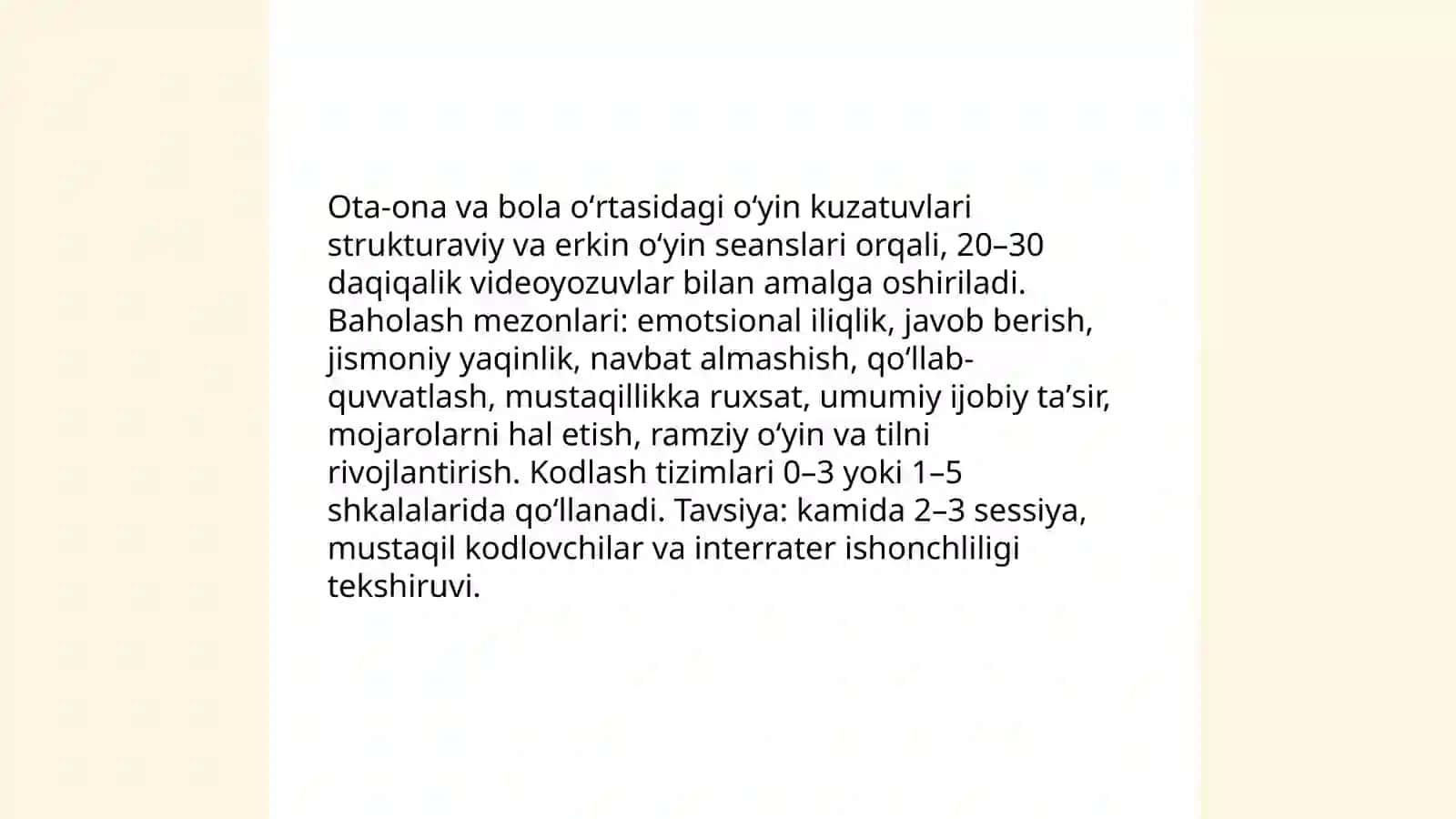 Maktabgacha yoshdagi bolalar va ota onalar oʻrtasidagi munosabatlar Diagnostikasi 4