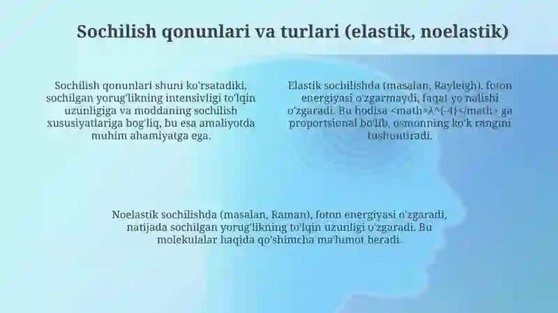 Yorug'likni modda bilan o'zaro ta'siri. Sochilish va yutilish qonunlari 4