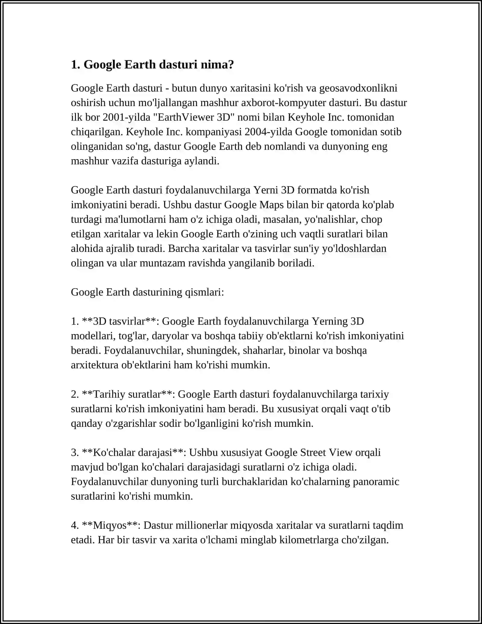GOOGLE EARTH DASTURI YORDAMIDA HUDUDLARNING VA GEOGRAFIK OBYEKTLARNING BO'YLAMA VA HARAKATI 4
