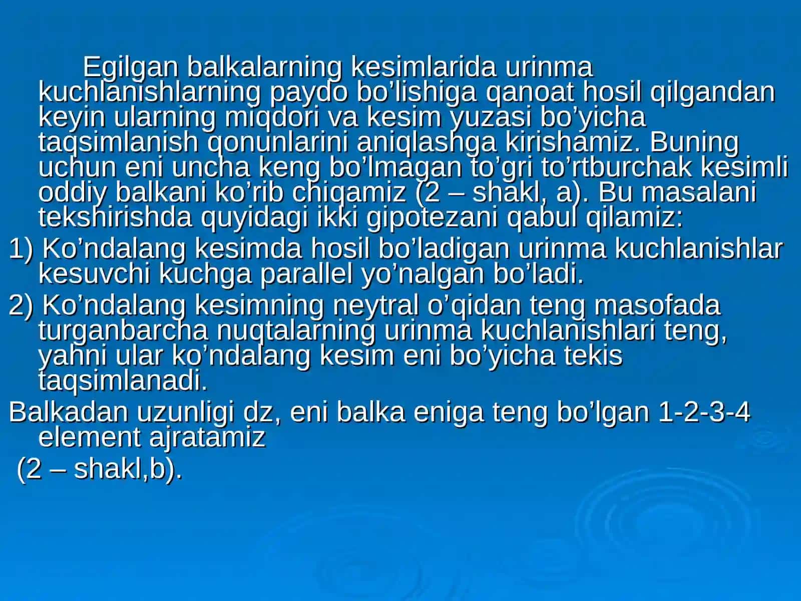 Ko’ndalang egilishda urinma kuchlanishlarni aniqlash 4