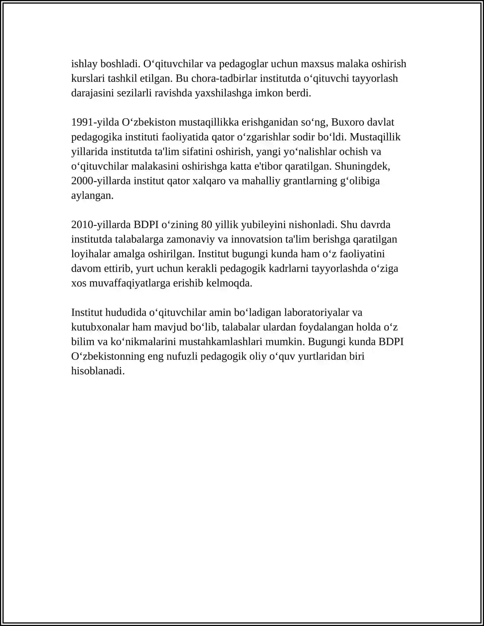 BUXORO DAVLAT PEDAGOGIGA INSTITUTI ANIQ VA TABIIY FANLAR FAKULTETI 4