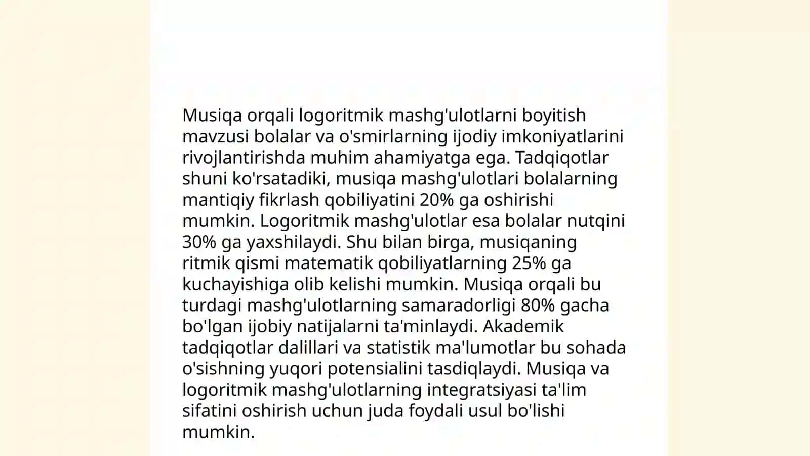 Tarbiyachi va musiqa rahbari ótkazishi mumkin bólgan logoritmik mashg'ulotning konspekdtini tuzing 4