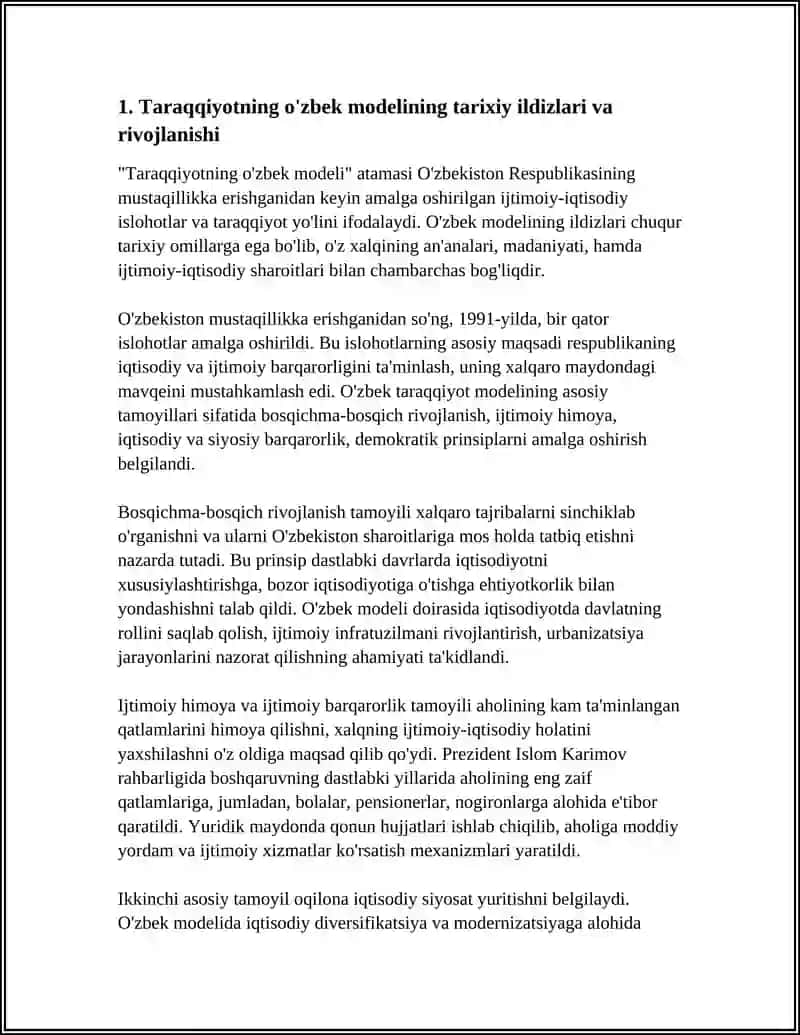 Taraqqiyotning O'zbek Modeli 4