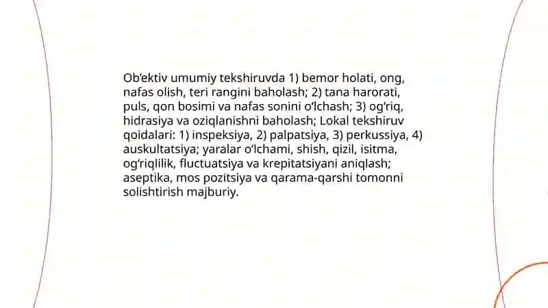 Xirurgik bemorlarni tekshirish asosiy qoidalari 4