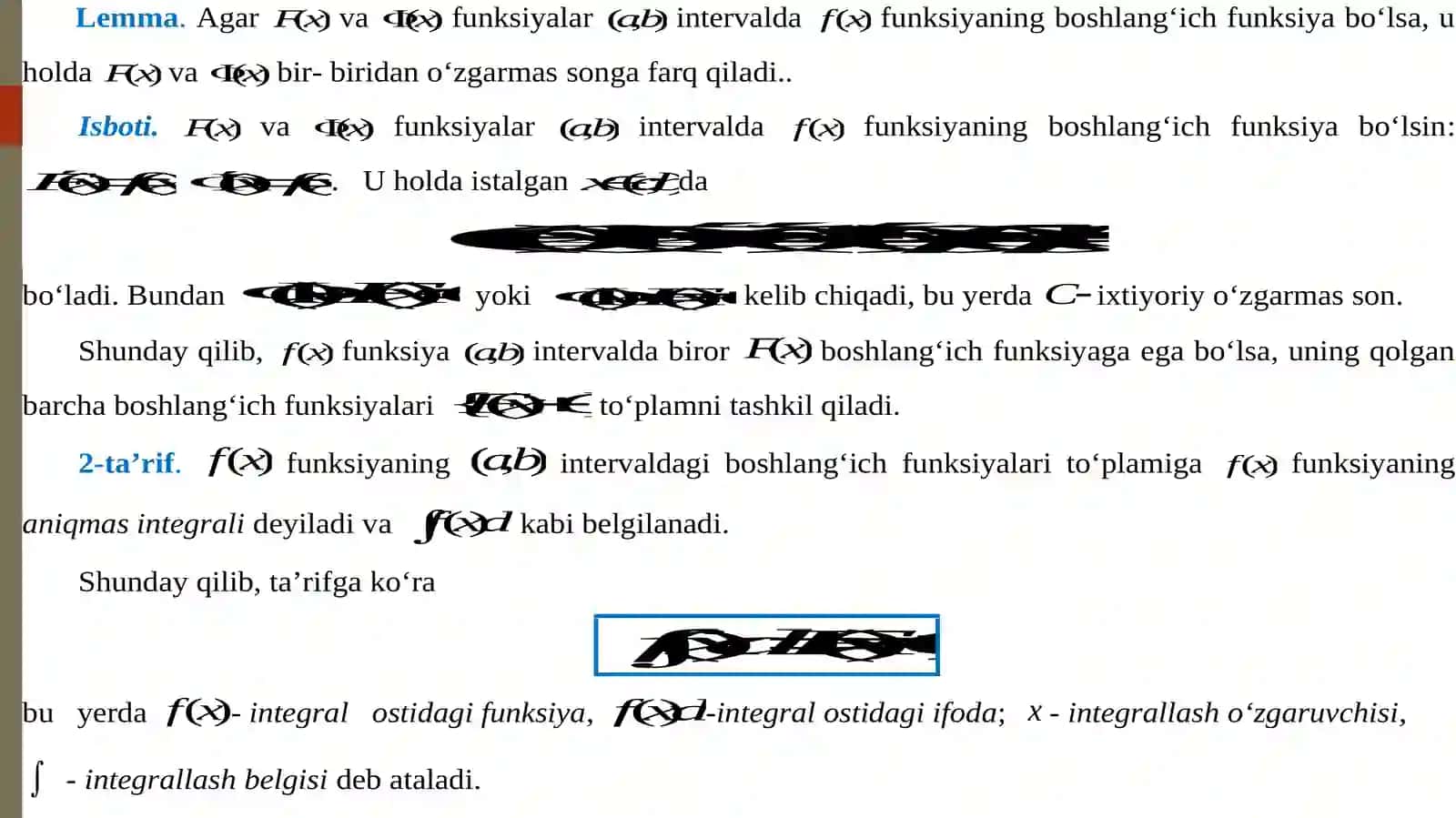 Boshlang‘ich funksiya va aniqmas integral 4