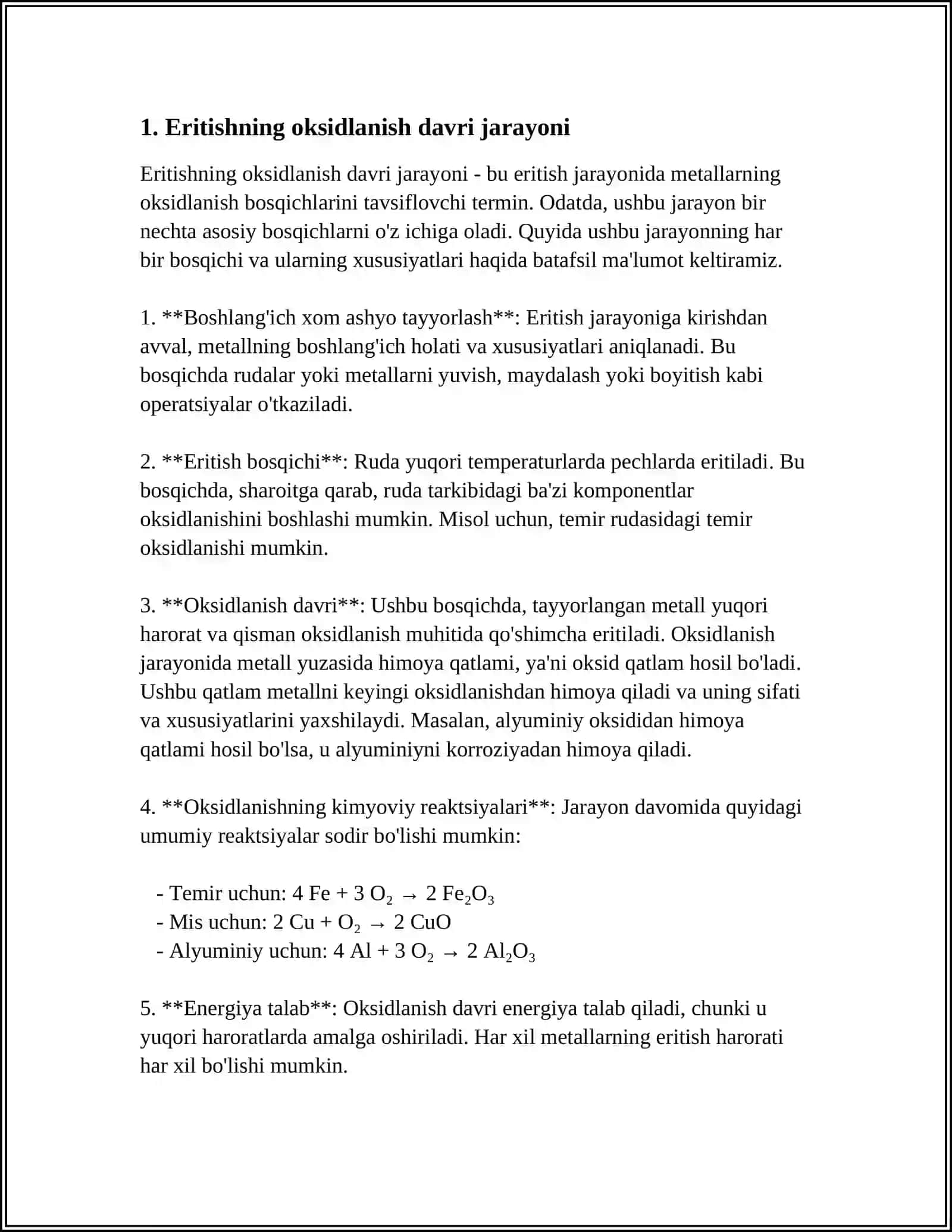 ERITISHNING OKSIDLASH DAVRI VA ERITISH DAVRI MATERIALLARINING FIZIK-KIMYOVIY TAVSIFI 4