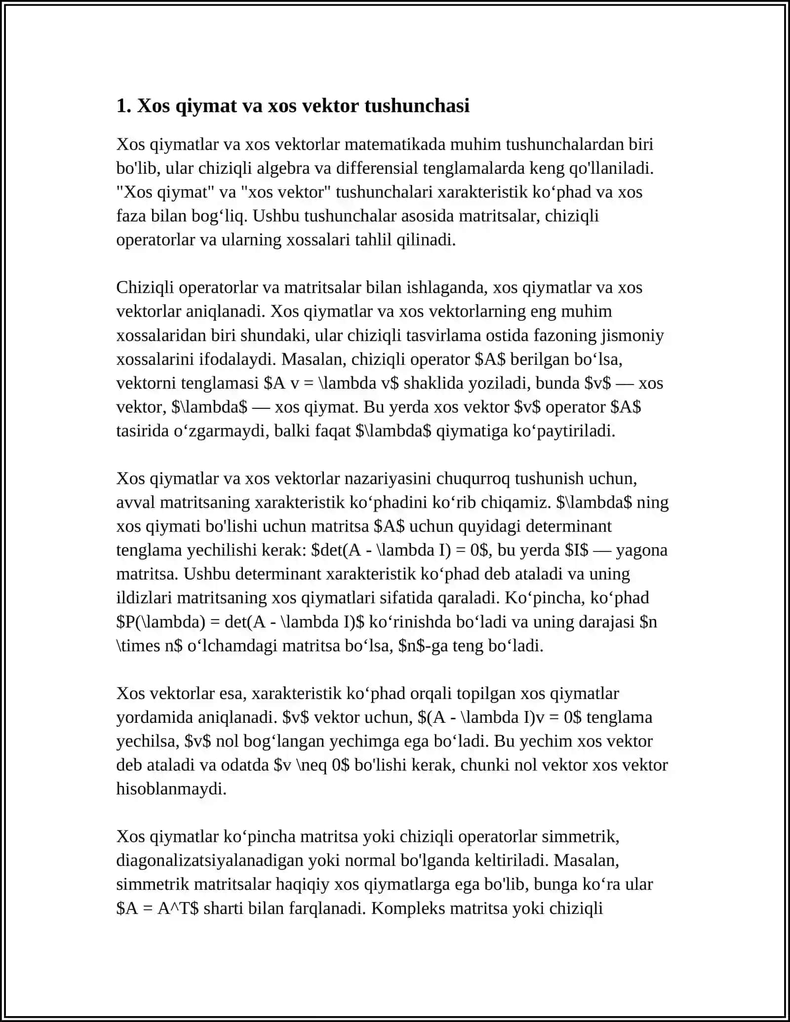 XOS QIYMATLAR VA XOS VEKTORLAR NAZARYASI 4