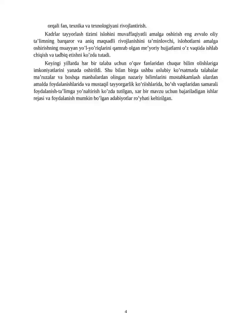 Ichki yonuv dvigatellari fanidan tuzilgan laboratoriya mashg'ulotlari to'plami 4