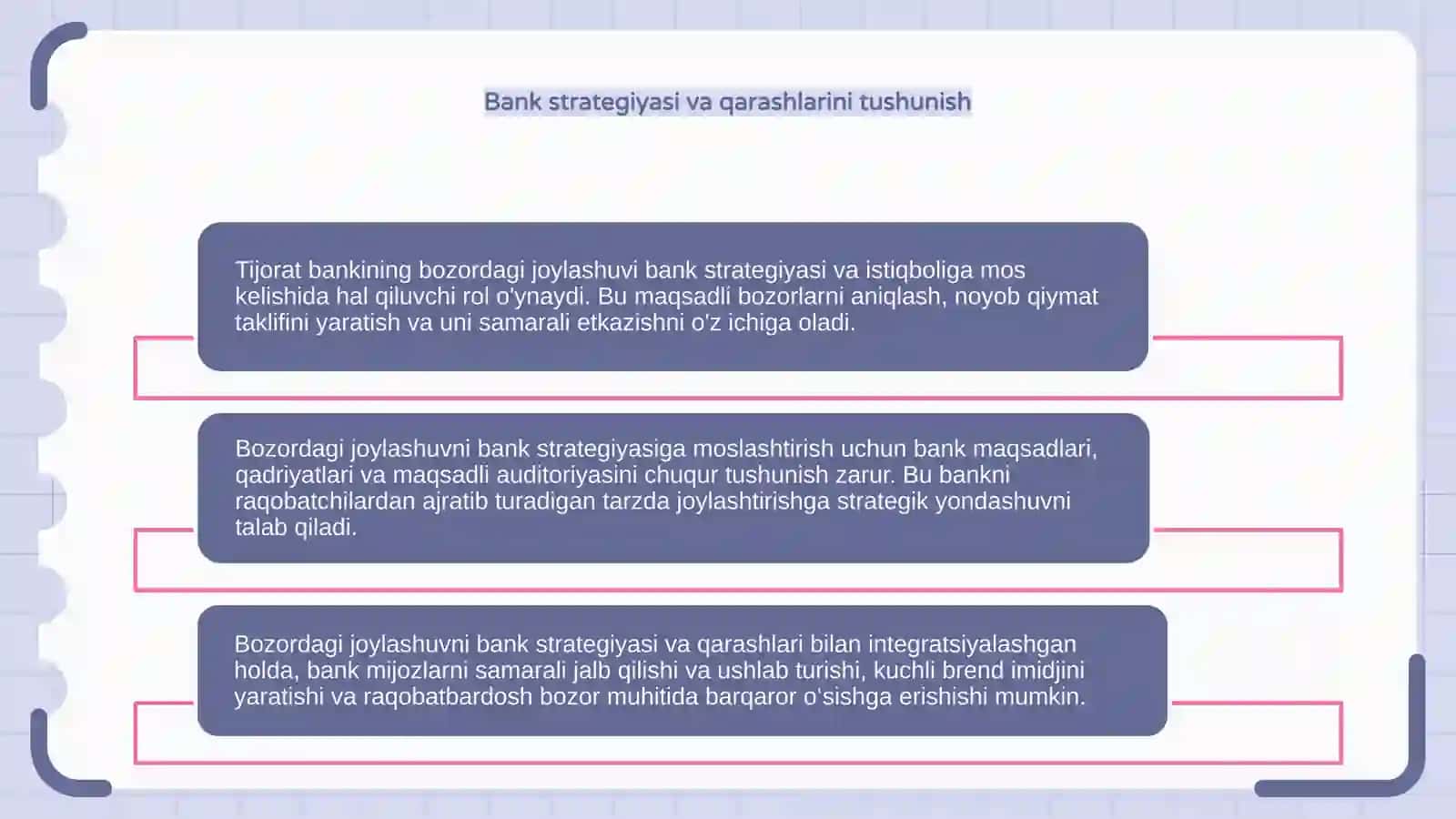 Tijorat bankni bozor pazisasi va uni bank strategiyasiga mos ravishda o'zgartirish yullari 4