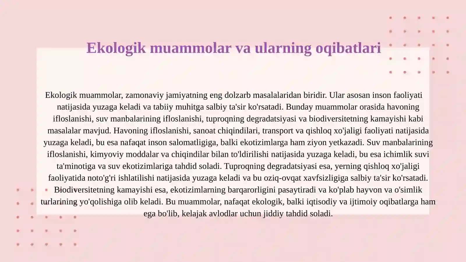 Non sanoati  muammolari va qisqacha tarifi 4