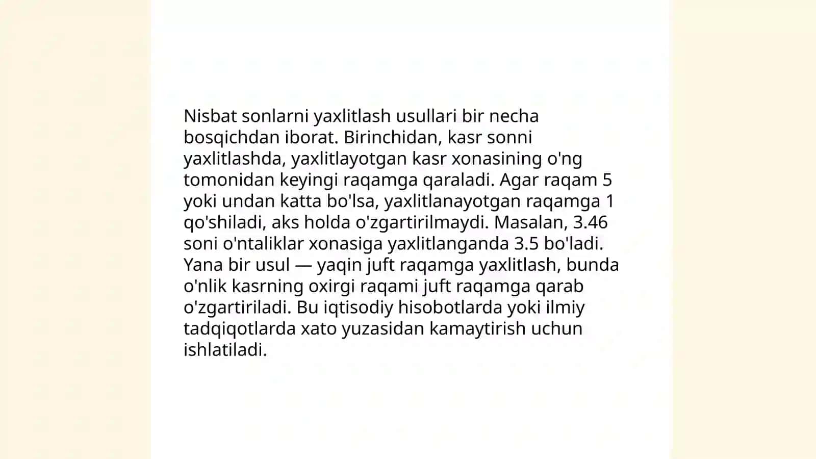 Absolyut va nisbat sonlarni yaxlitlash usullari 4