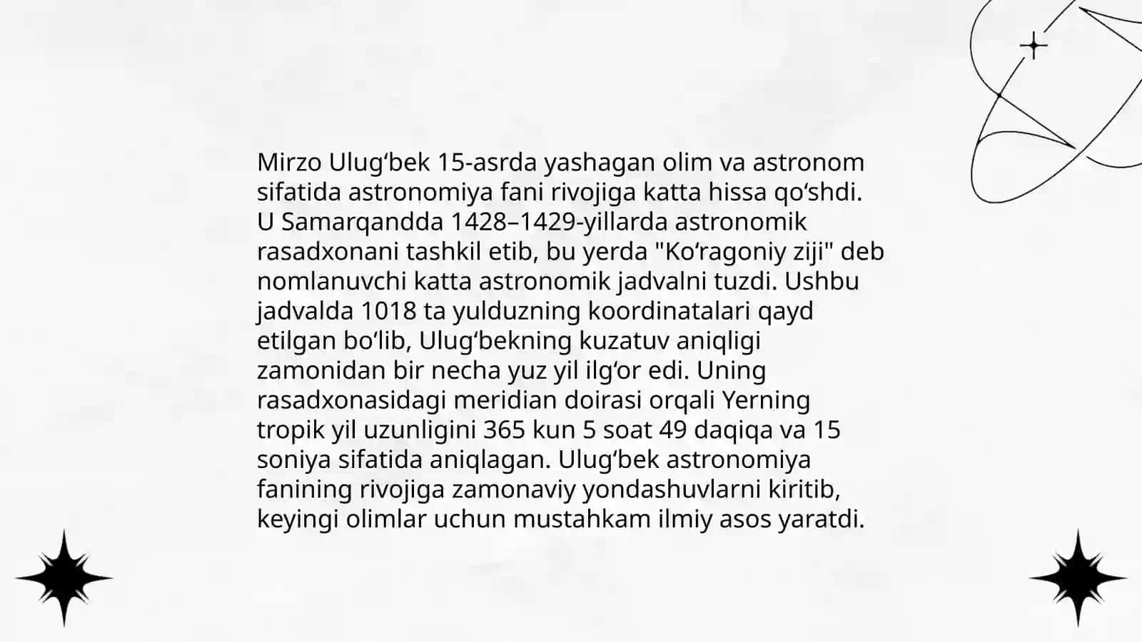 IX-XII asrlarda mamlakatimiz hududida roʻy bergan madaniyat uygʻonish ( Renessans). Buyuk allomalarning jahon sivilizatsiyasiga qoʻshgan hissasi 4