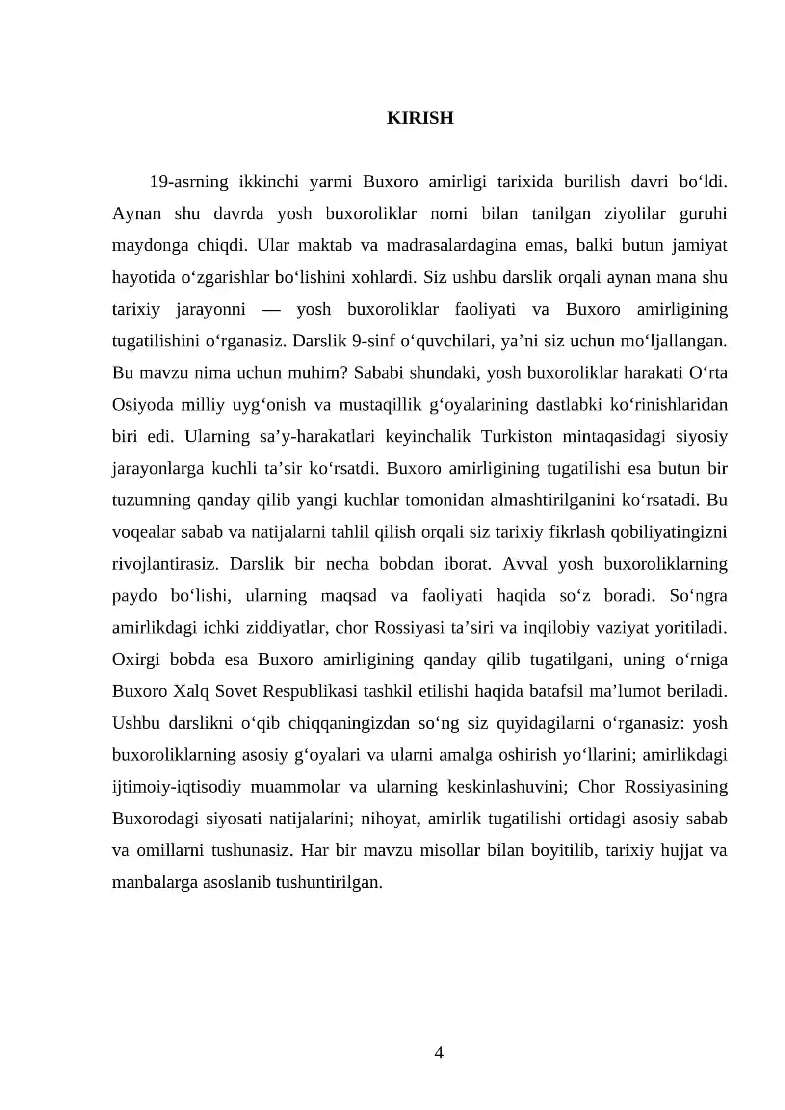 YOSH BUXOROLIKLAR FAOLIYATI VA BUXORO AMIRLIGINING TUGATILISHI 9 -SINF 4