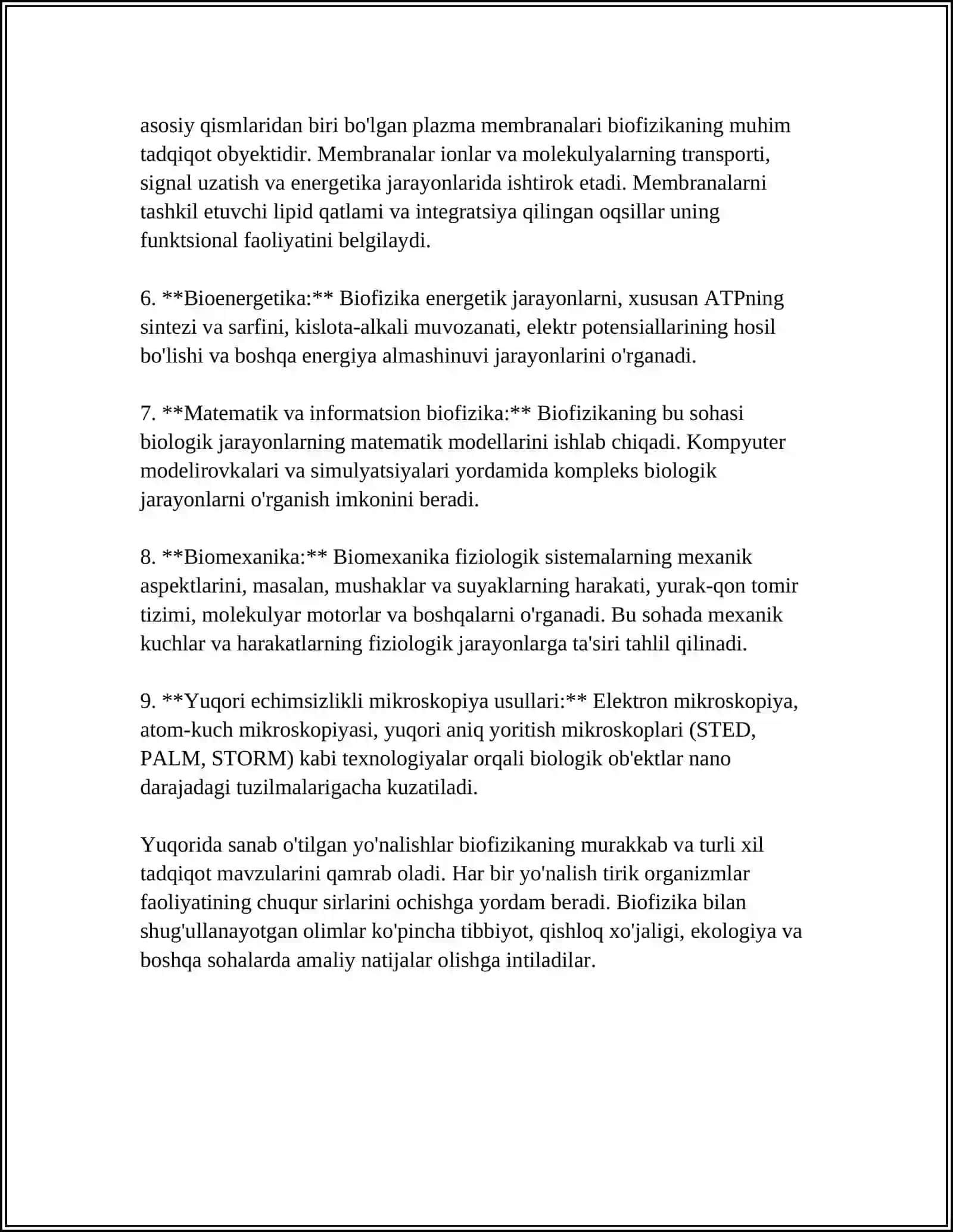 BIOFIZIKA ASOSLARI VA UNI INSON HAYOTIDAGI O'RNI.TAJRIBA O'TKAZISH QURILMA VA O'LCHOV ASBOBLARINI TANLASH 4