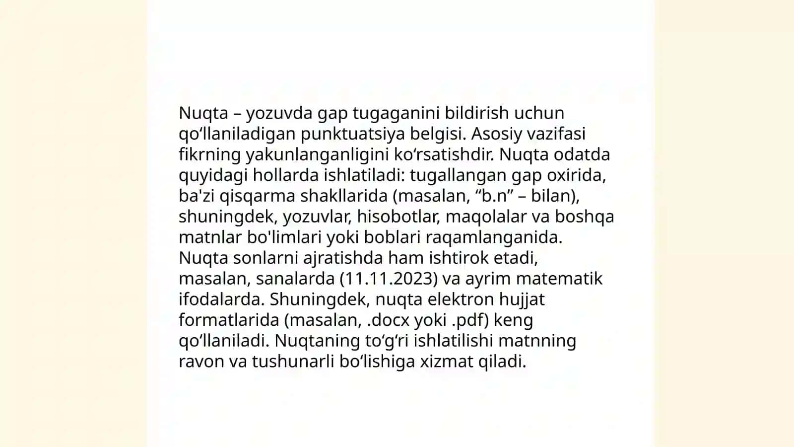Punktuatsiya- fikrni yozma mukammal ifodalash vositasi 4