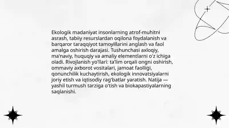 Atrof-muhit muhofazasi va ekologik madaniyat 4