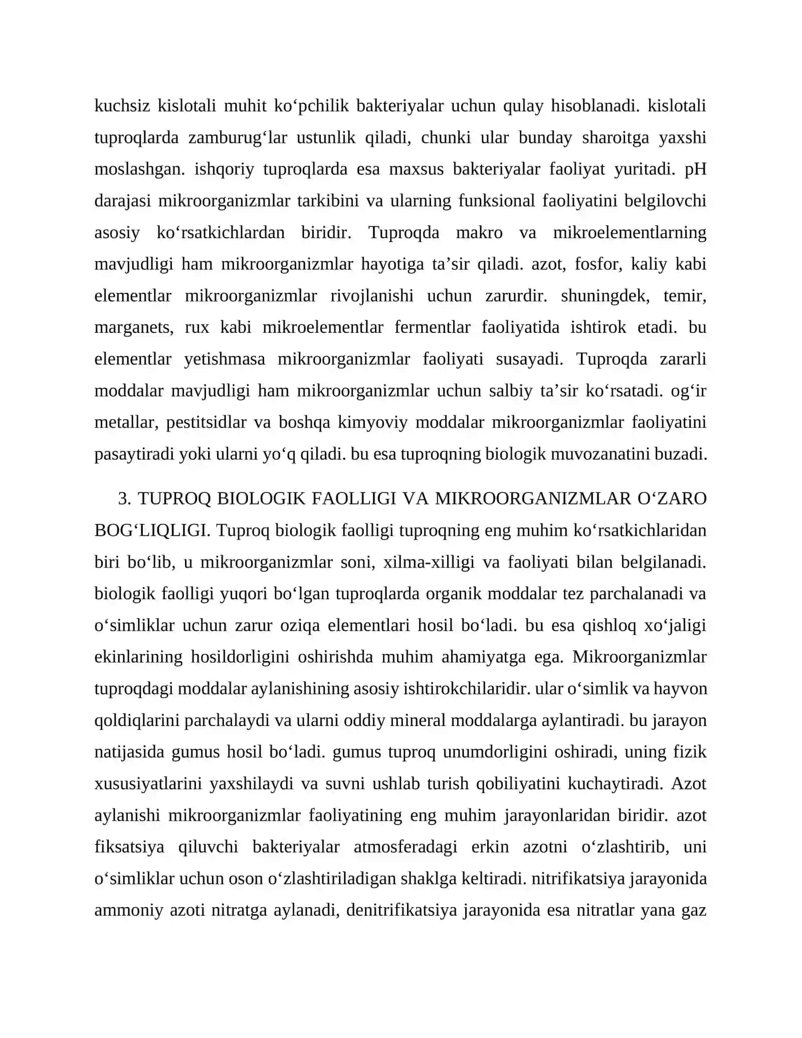 Mikroorganizmlar yashash makoni sifatida tuproqlarning o‘ziga xos xususiyatlari 4