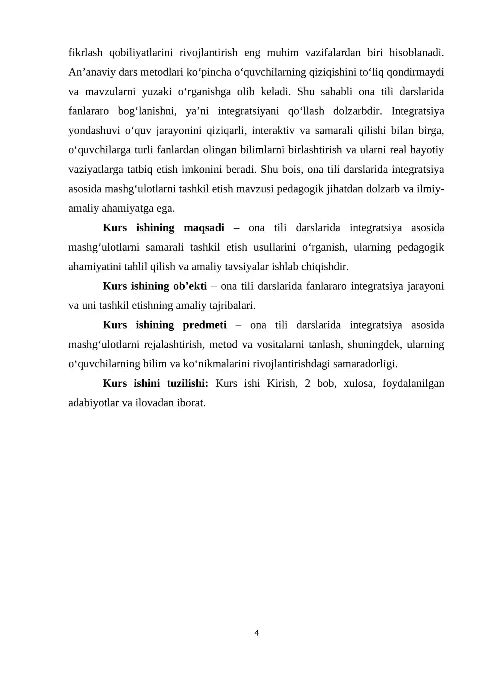 ONA TILI DARSLARIDA INTEGRATSIYA ASOSIDA MASHG‘ULOT TASHKIL ETISH 4