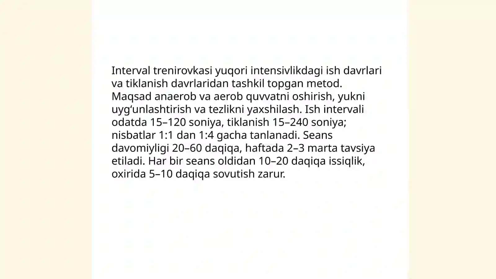Doimiy (uzluksiz) aerobik trenirovkasi 4