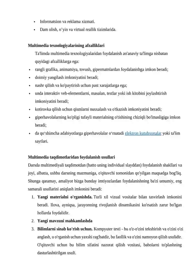 Multimedia tizimlarda multimedia texnologiyalari 4