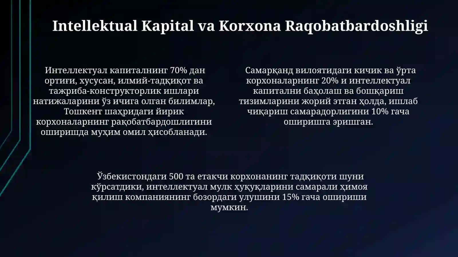 INTELLEKTUAL KAPITAL, INTELLEKTUAL MULKNI SHAKLLANTIRISH VA BOSHQARISH 4