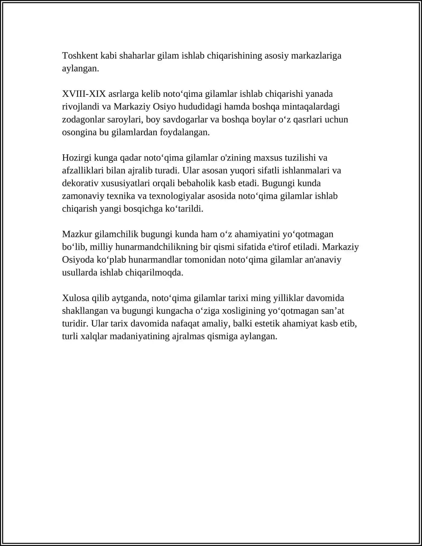 Notoʻqima Gilamlar 4