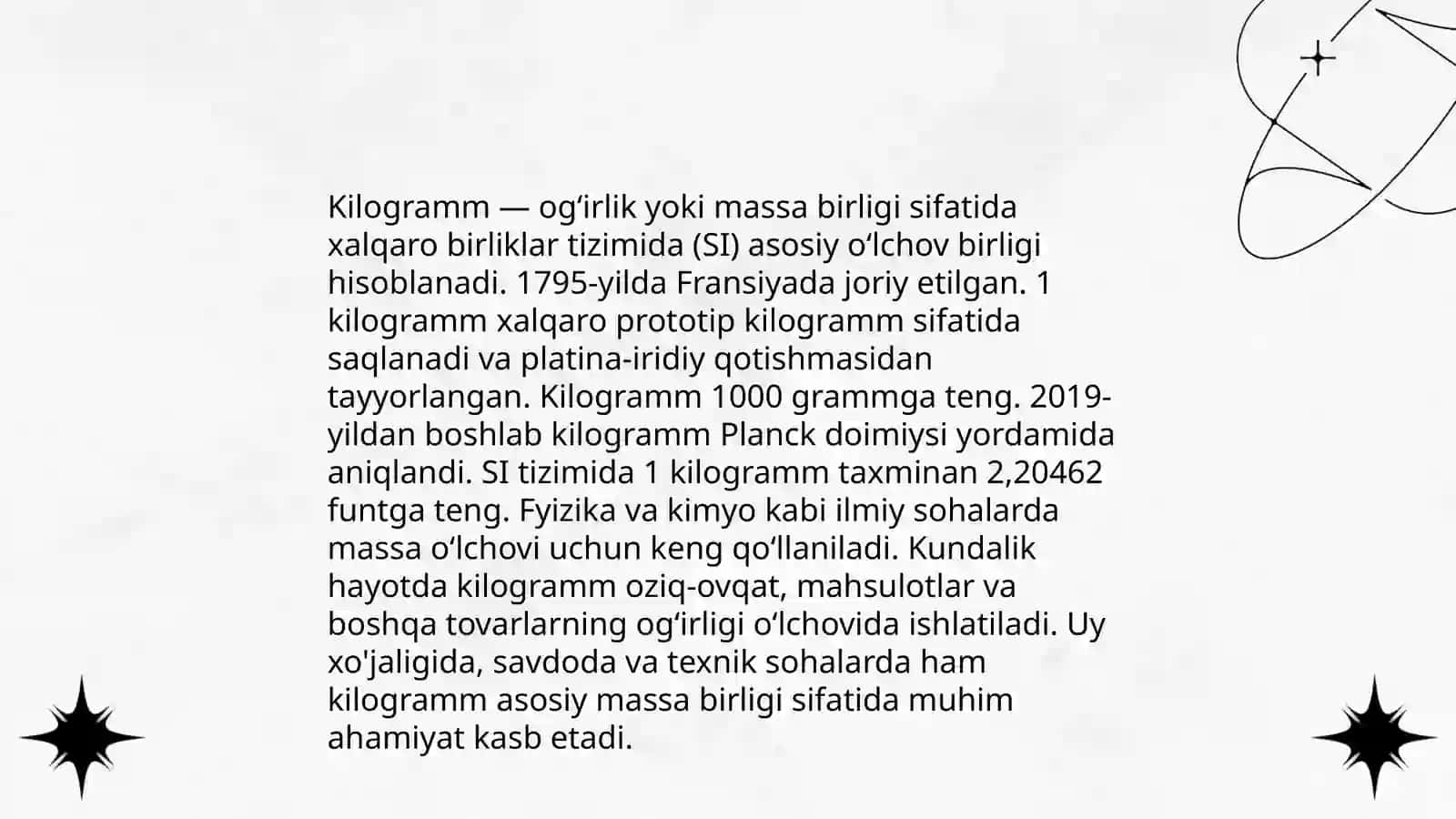 Massa va sigʼim oʻlchov birliklari 4