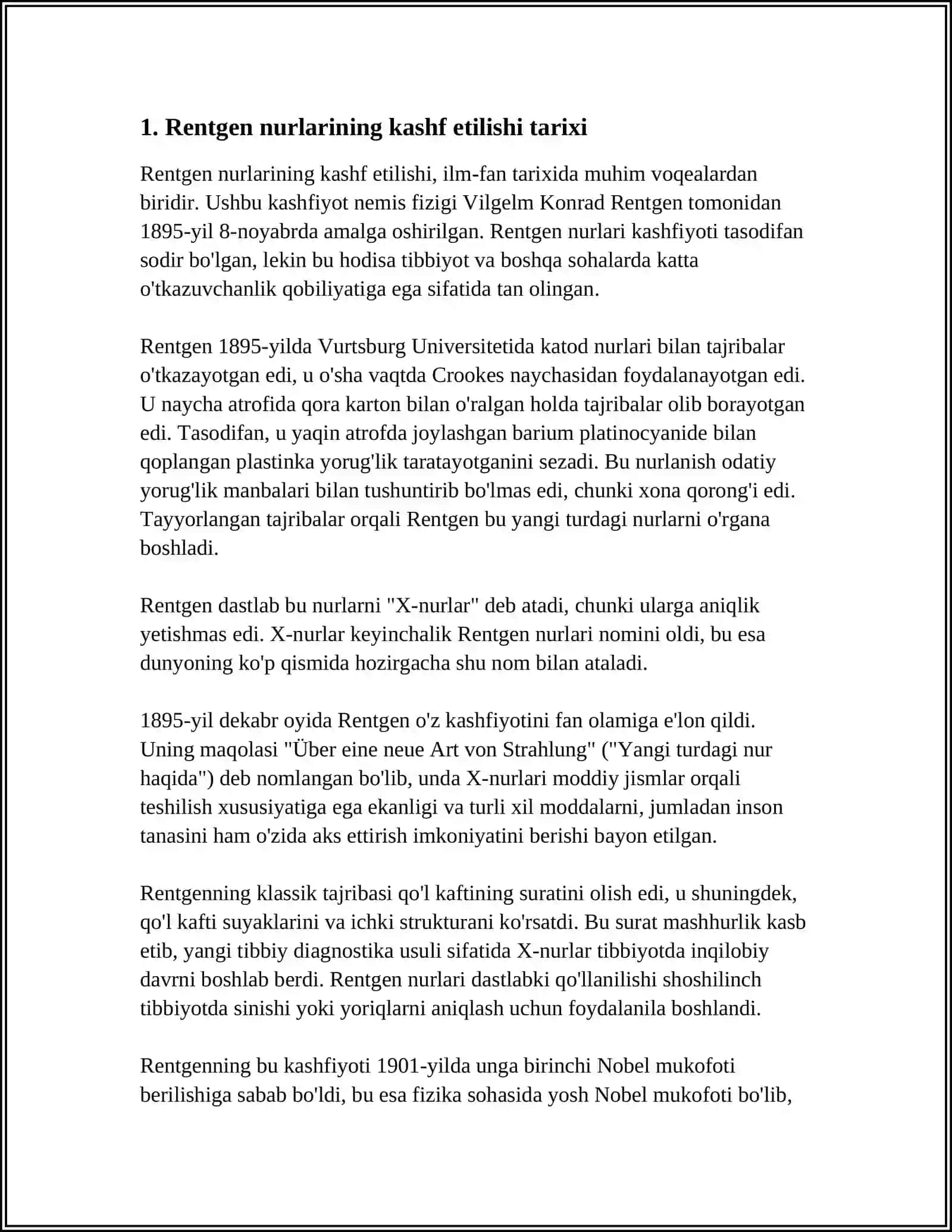 RENTGEN NURLARINI O‘RGANISH TARIXI SUYAK VA BO‘G‘IMLAR RIVOJLANISHINI RENTGEN NURLARI YORDAMIDA O‘RGANISH 4