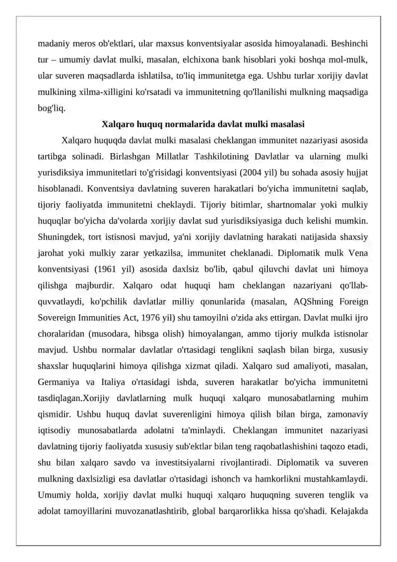 Xorijiy davlatlarning O‘zbekiston Respublikasida mulk huquqi 4