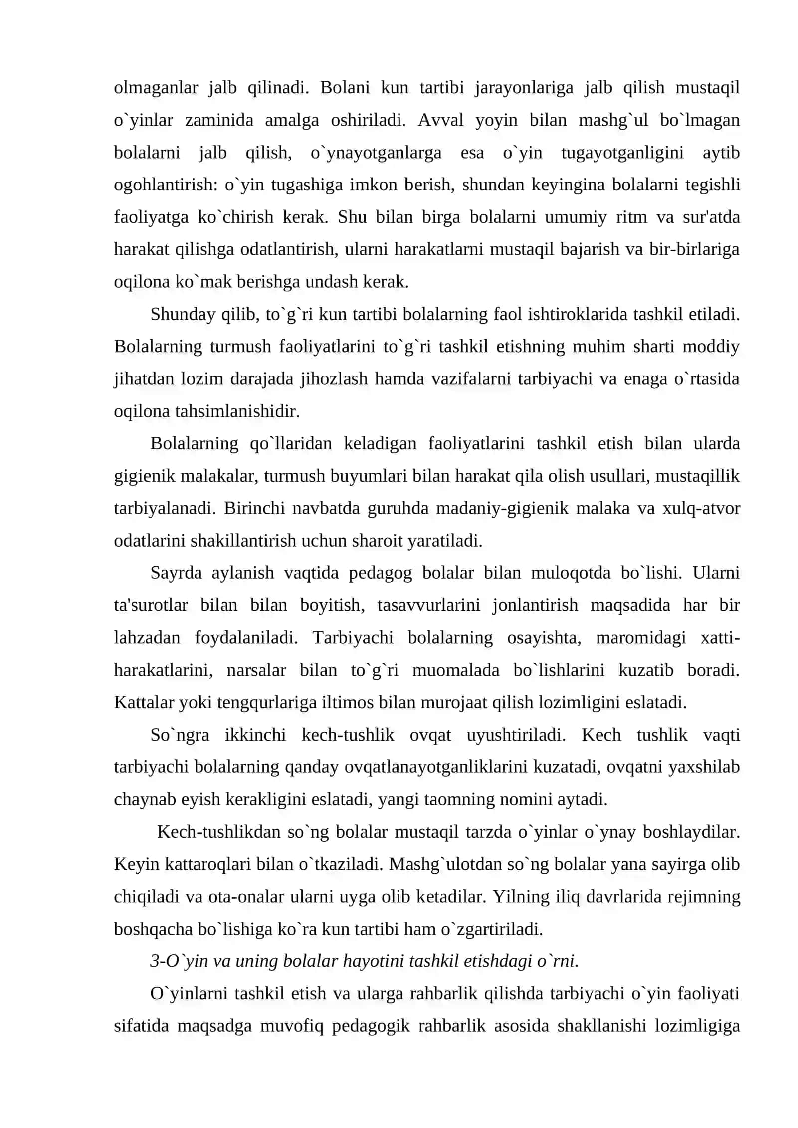 Bolalar to’liq kun mobaynida bo’ladigan guruhning namunaviy kun tartibi 4