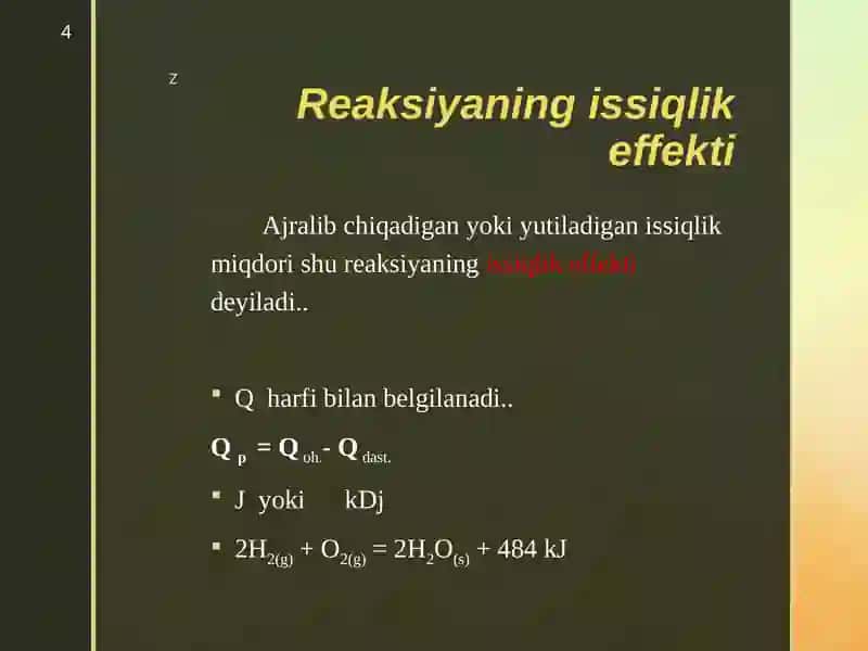 Termokimyoviy tenglamalarga oid masalalar 4