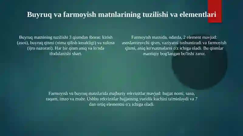 Buyruq va Farmoyish Matnlarini Yaratish va Tahrirlash 4
