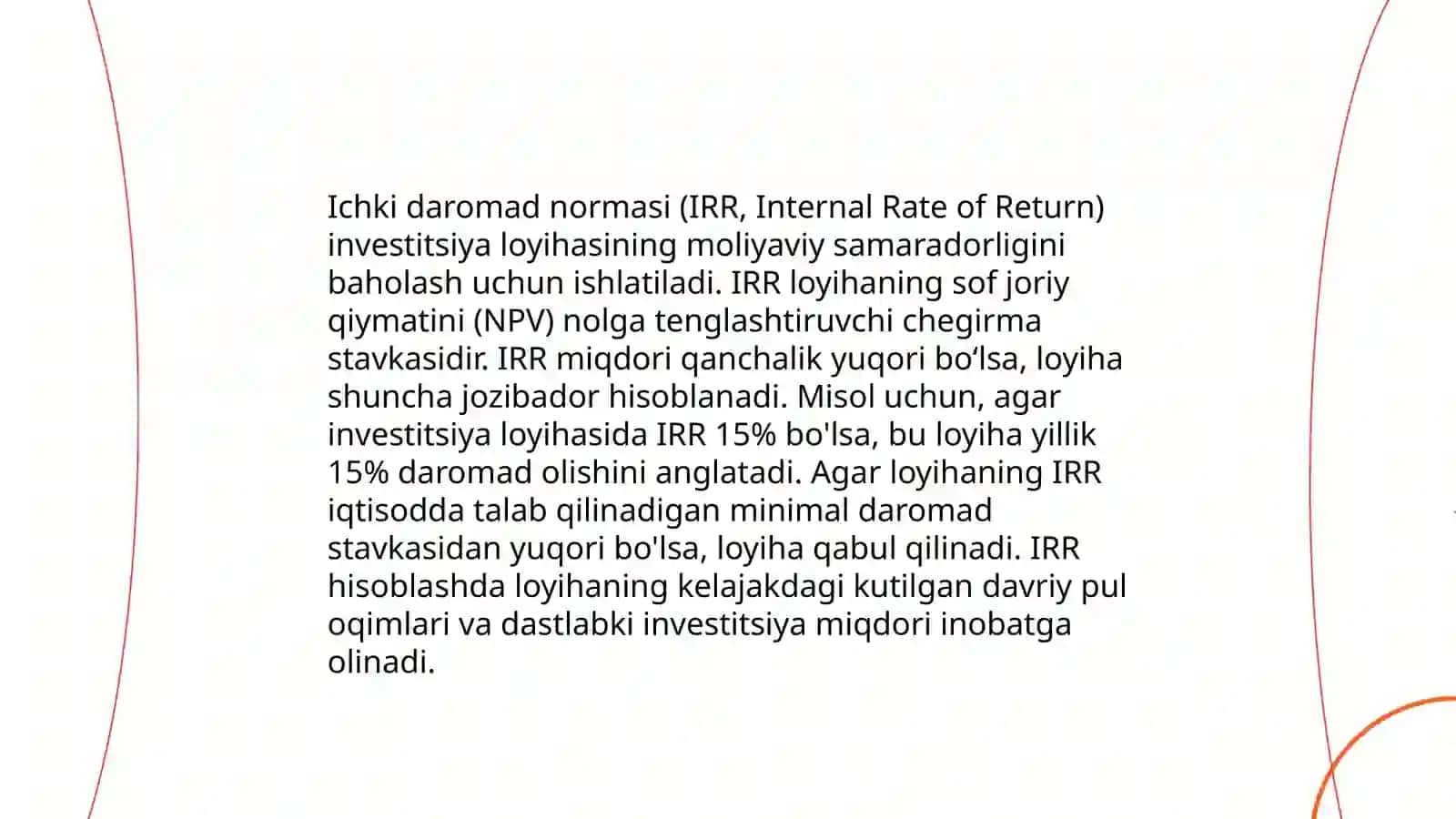 Investitsion loyihalarning iqtisodiy samaradorlik ko‘rsatkichlari 4