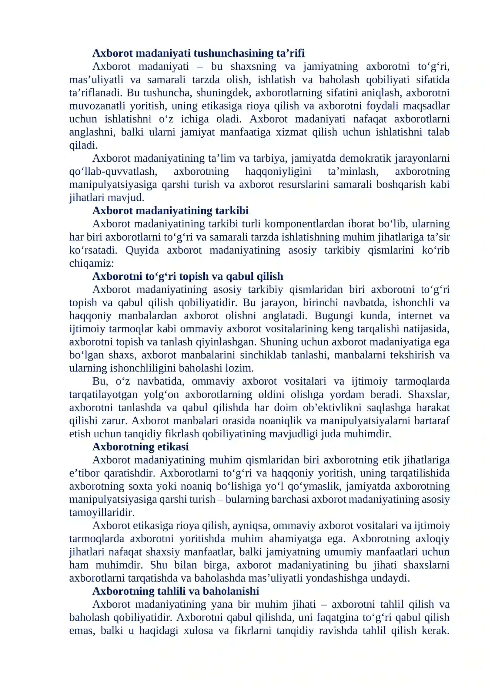 MEDIA SAVODXONLIK VA AXBOROT MADANIYATINING MAZMUN-MOHIYATI 4