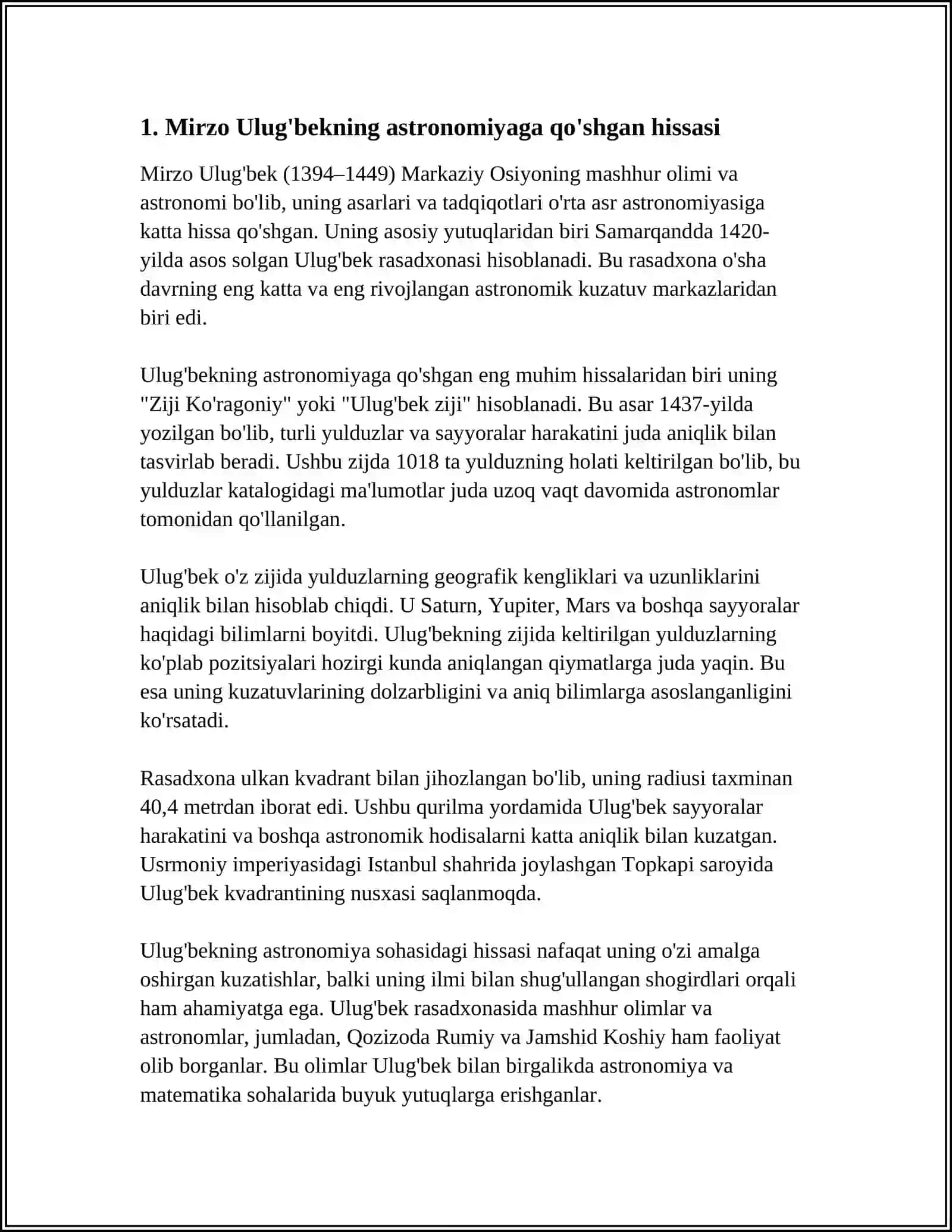 MIRZO ULUG’BEKNING ILM- FANGA QO’SHGAN HISSASI 4