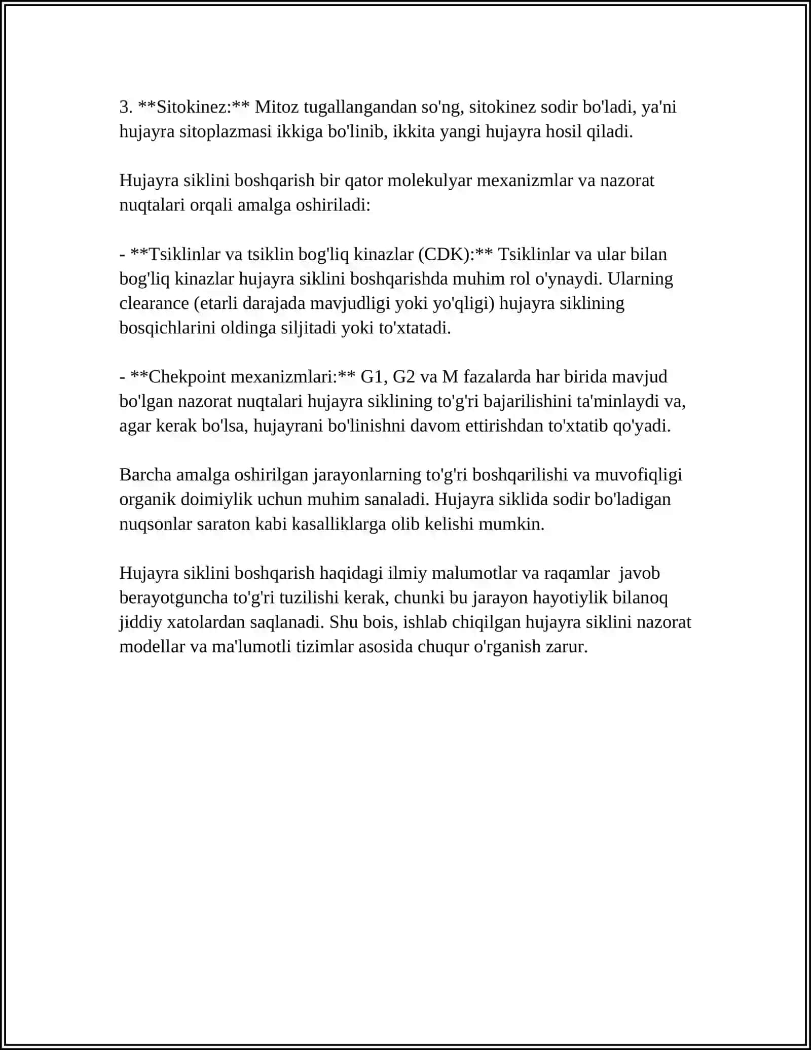 Hujayra Siklini Boshqarish Biologiyada 4