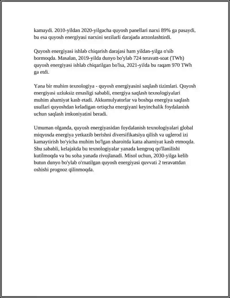 KIMYOVIY TEXNOLOGIYADA YANGI ENERGIYA MANBALARINI ISHLAB CHIQARISH TEXNOLOGIYALARI 4