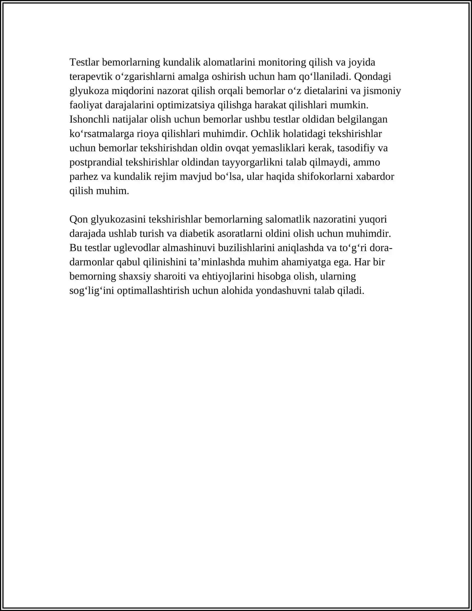 UGLEVODLAR ALMASHINUVINI KLINIKADA TEKSHIRISH 4