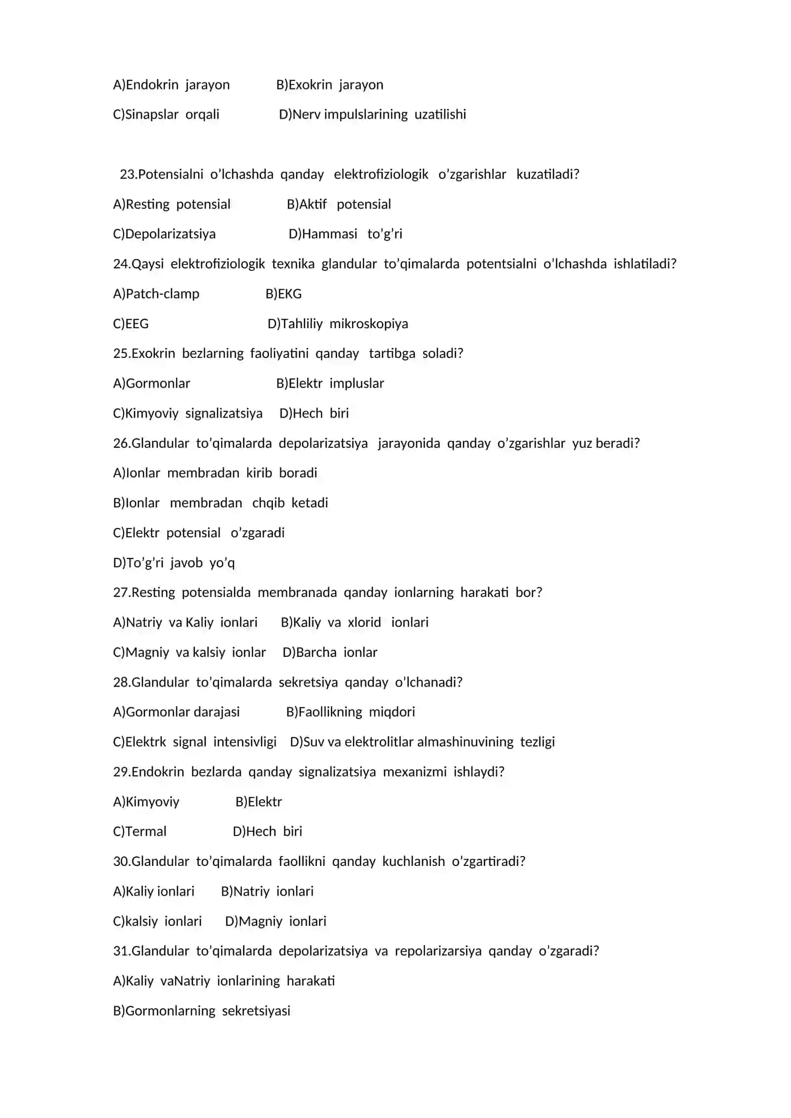 Glandular to’qimalarda Elektrofiziologiya 4