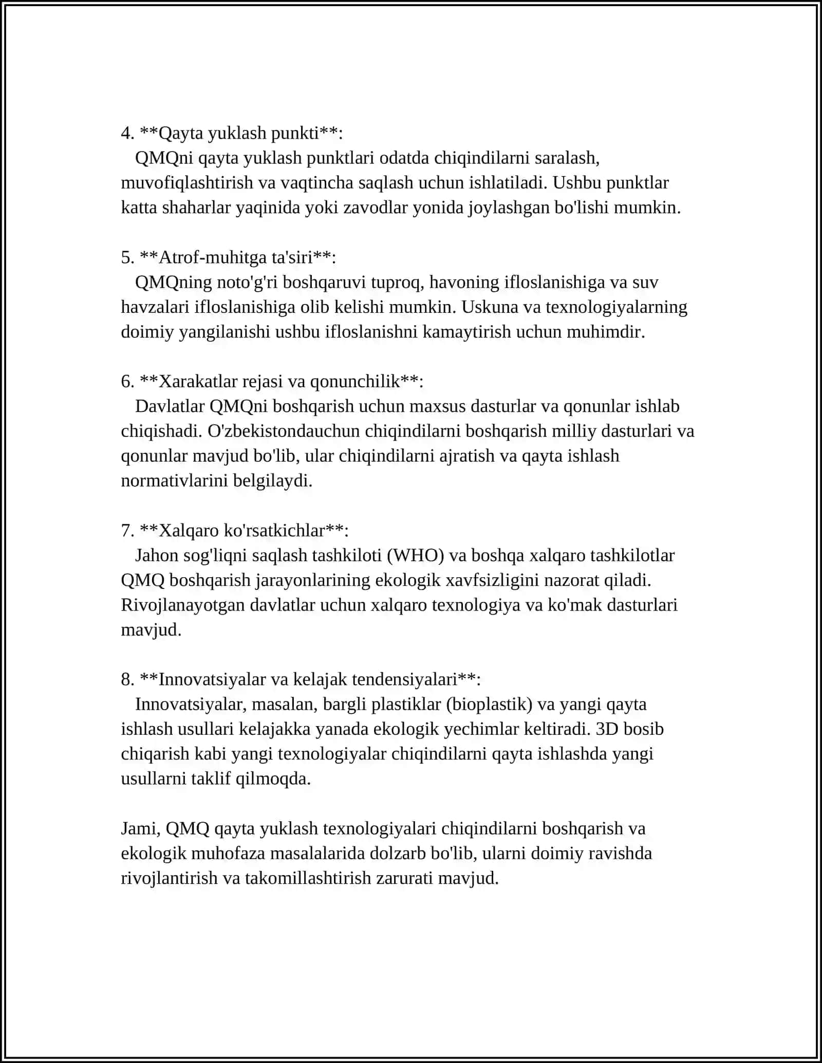 Qat'iy maishiy chiqindilarni qayta yuklash texnologiyalari 4