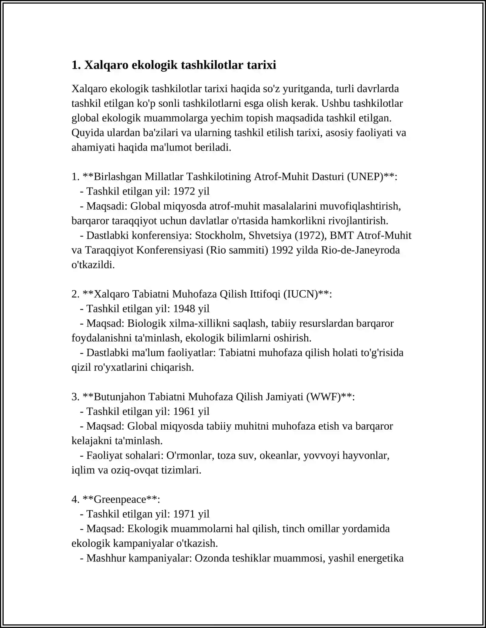 XALQARO EKOLOGIK TASHKILOTLAR 4