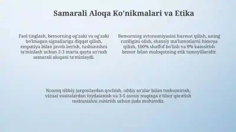 Bemorlar bilan muloqotning tibbiy jarayondagi roli 4