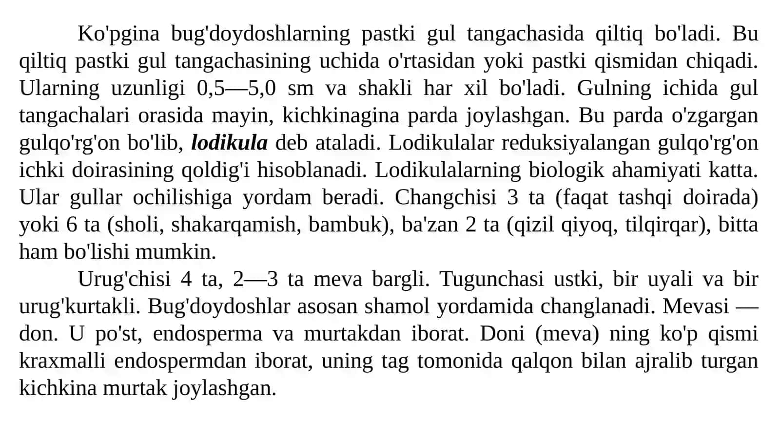 Qo‘ng‘irboshdoshlar (Bug'doydoshlar) oilasi - Poaceae 4
