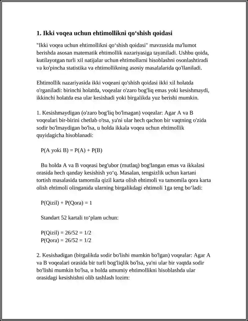 EHTIMOLLARNI QOʻSHISH VA KOʻPAYTIRISH TEOREMALARI 4