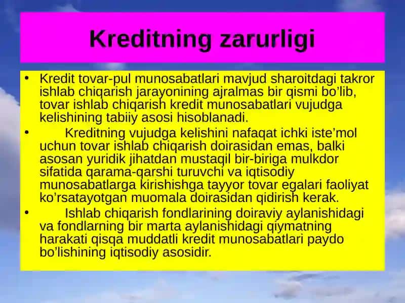 Pulning zarurligi va mohiyati. 4