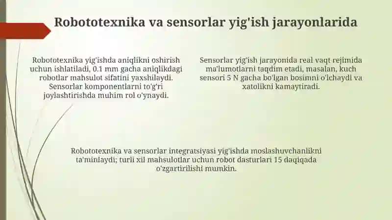 Mexatronik tizimlarini yigʻish operatsiyalarida qo‘llash 4