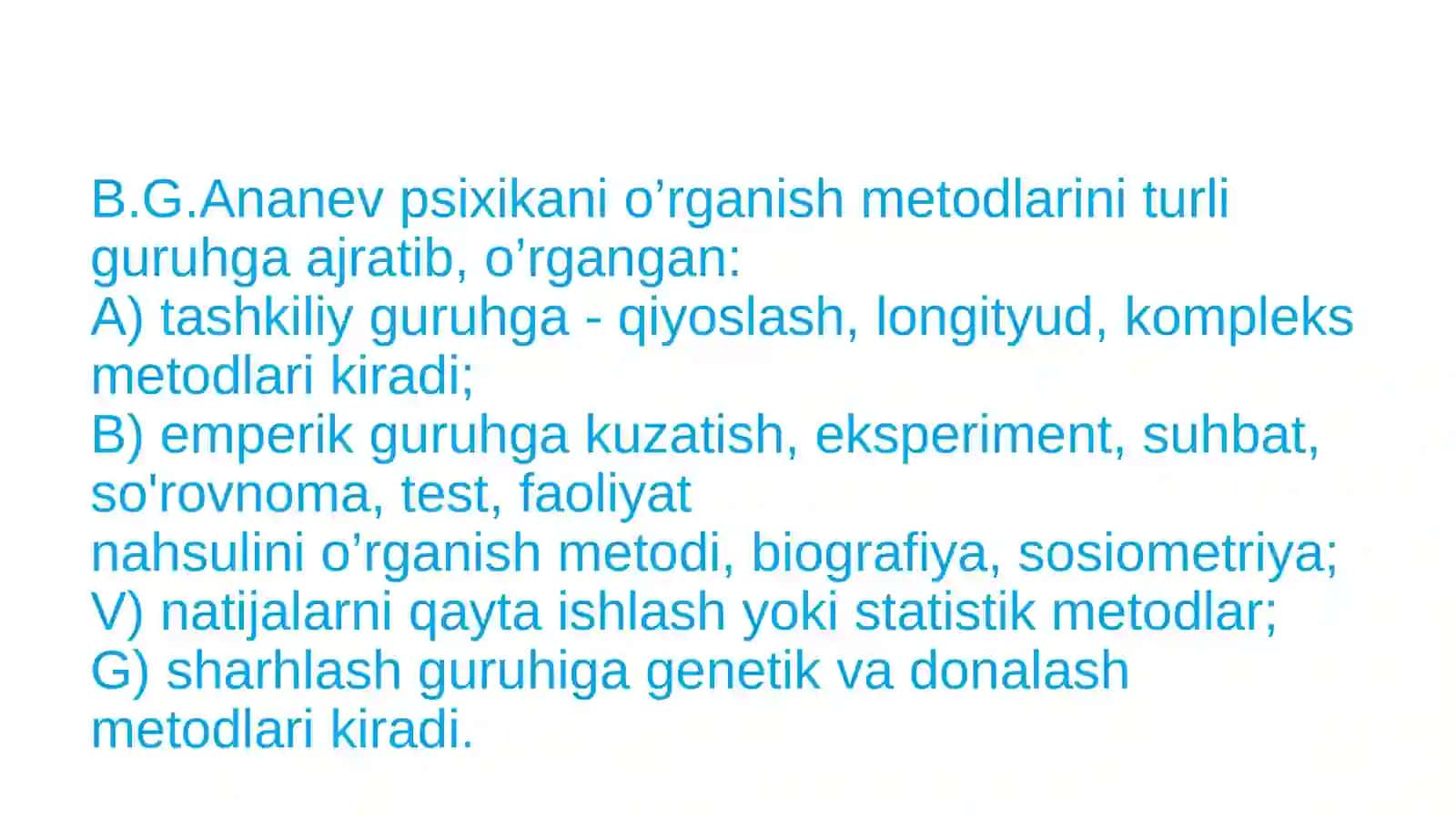 Umumiy psixologiyaning ilmiy tadqiqot metodlari 4